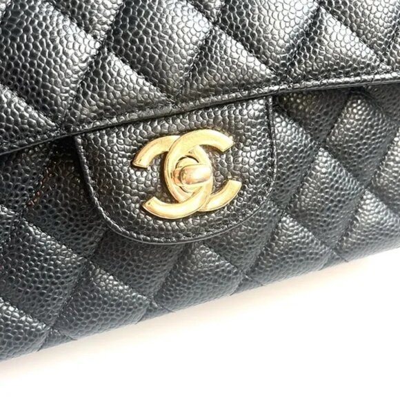 Chanel Small Classic Black Grained Calfskin & Gold-Tone Metal Handbag - Picture 9 of 16